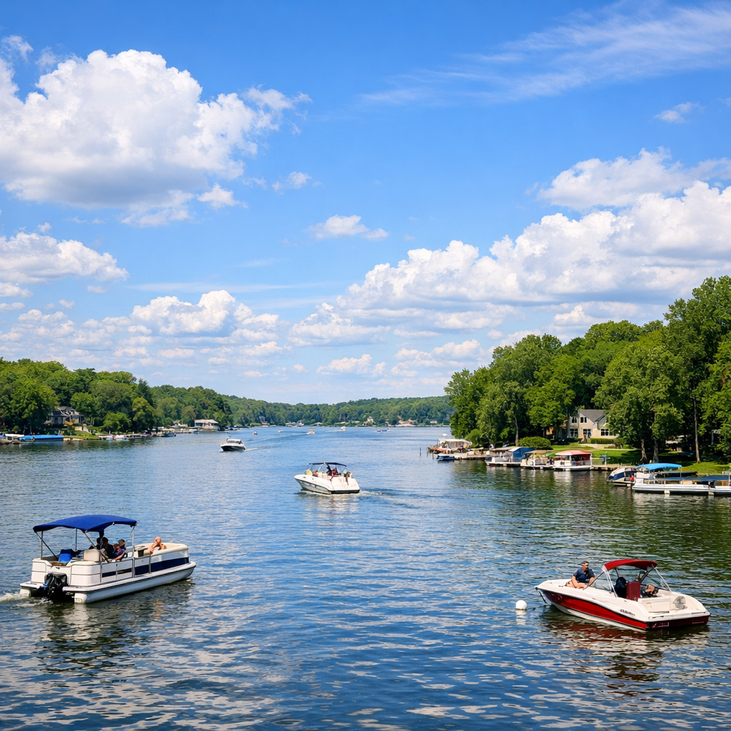 Scenic view of the Fox Chain O'Lakes waterfront dining area