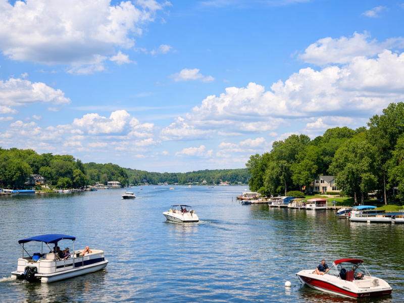 Scenic view of the Fox Chain O'Lakes waterfront dining area